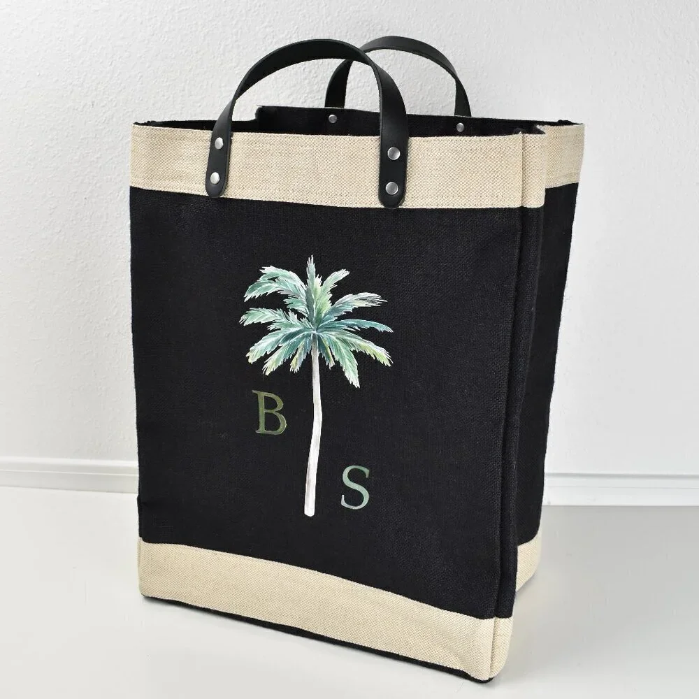 Apolis Market Bag Black Palm Tree BS Tote Bag - Picture 1 of 12